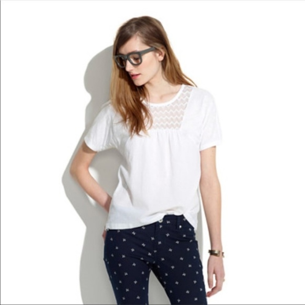 🎀 3/$25 Madewell Crochet Chevron Lace Detail Top